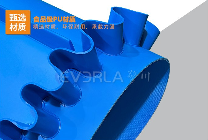 藍色啞光PU輸送帶加擋板裙邊導條細節.jpg